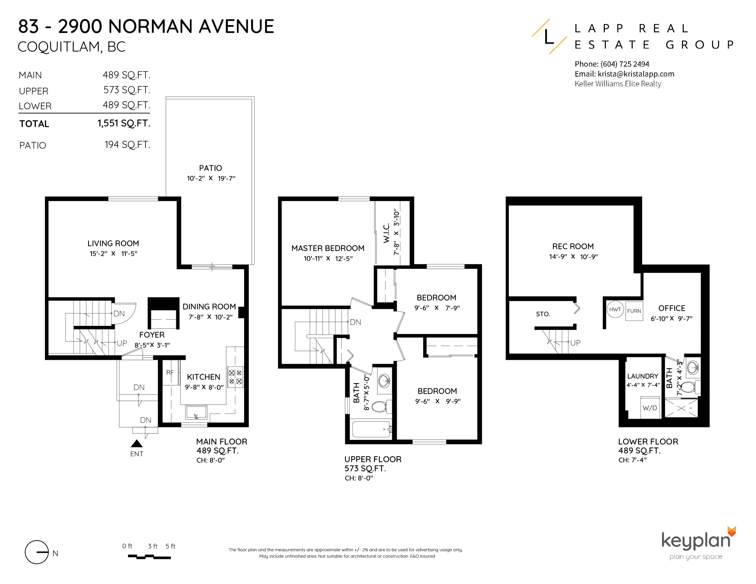 Coquitlam Realtor Krista Lapp 83 2900 Norman Ave Coquitlam Townhome Layout1-01