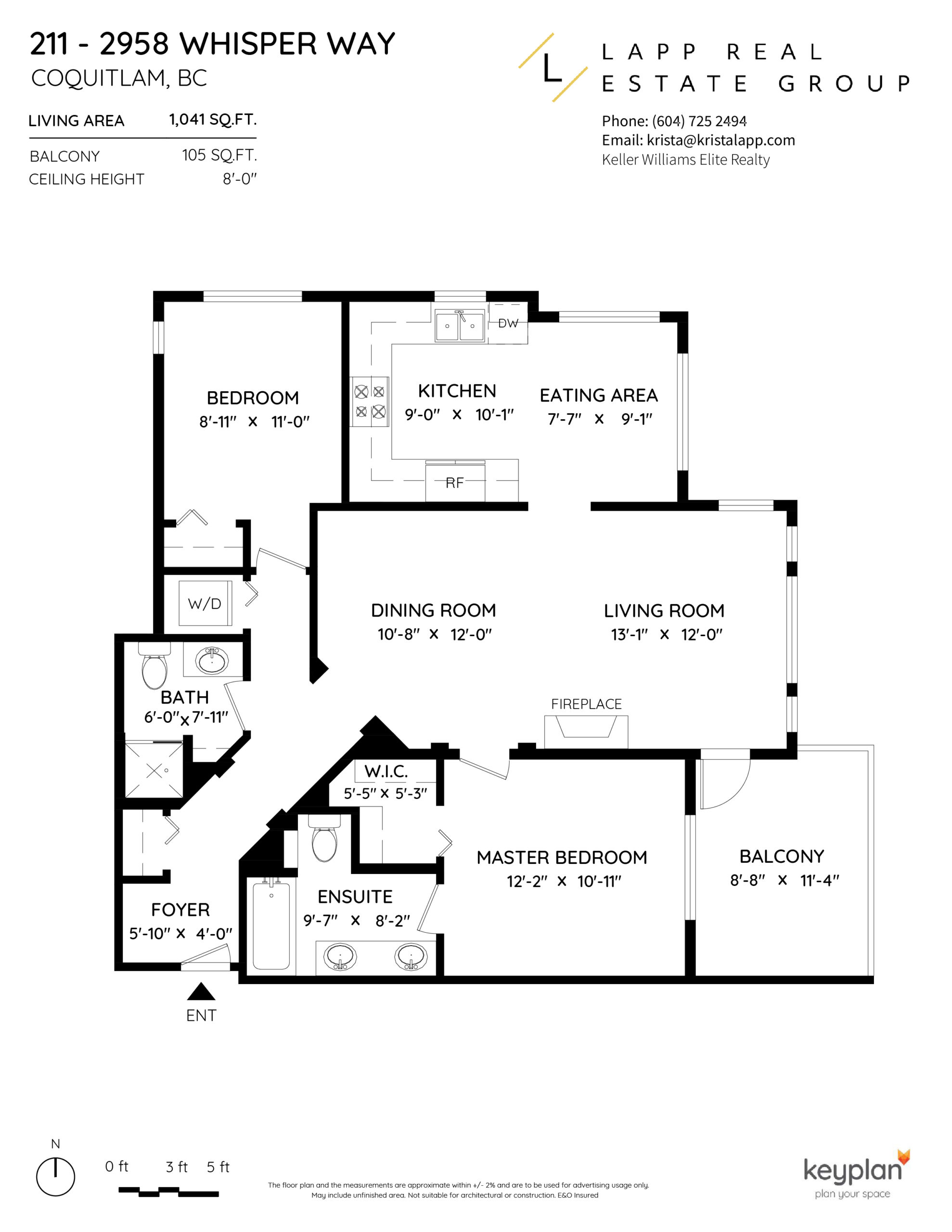 Best Coquitlam Realtor Krista Lapp 211 - 2958 Whisper Way, Coquitlam-Floor Plan