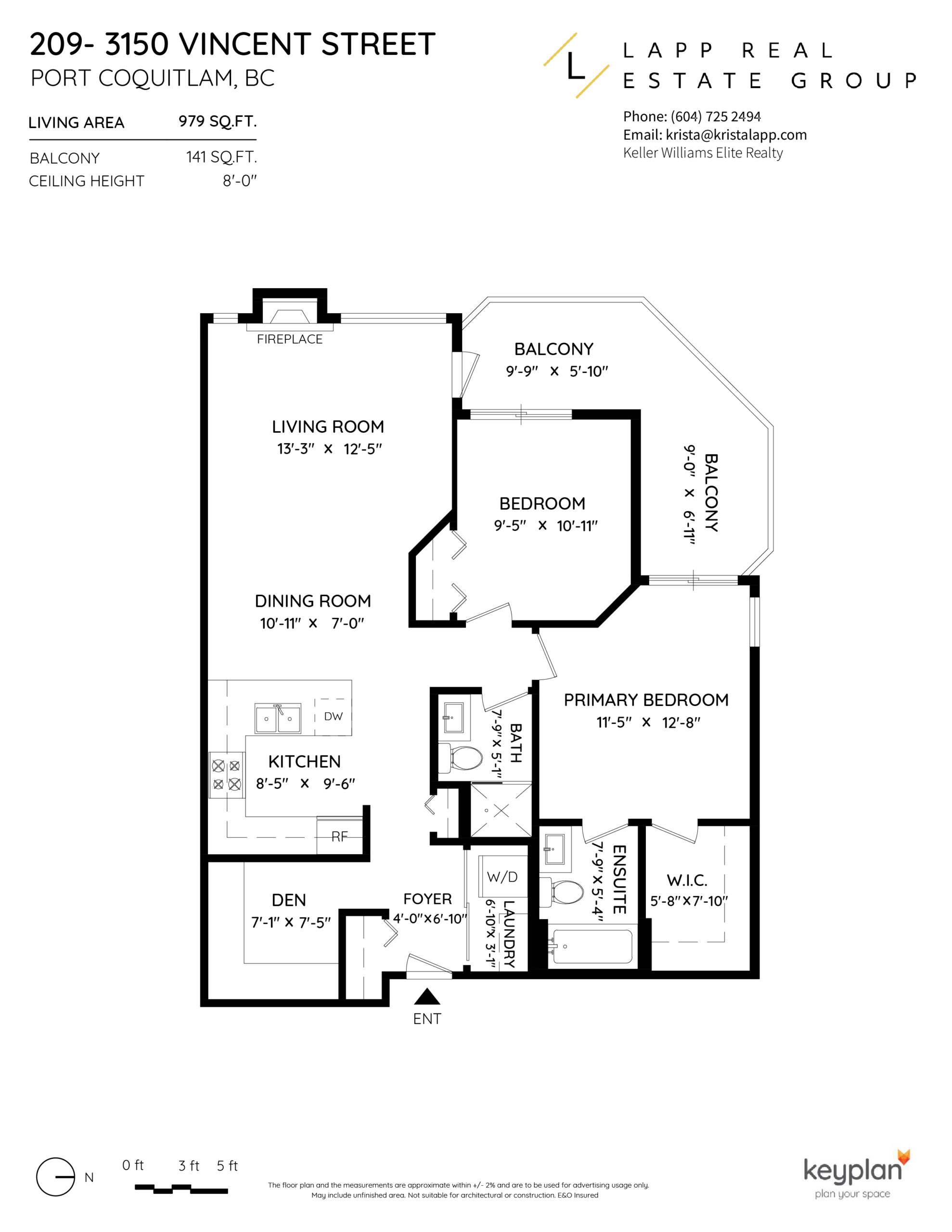 Port Coquitlam Realtor Krista Lapp 209 3150 Vincent Street Port Coquitlam Floor plan Condo for Sale