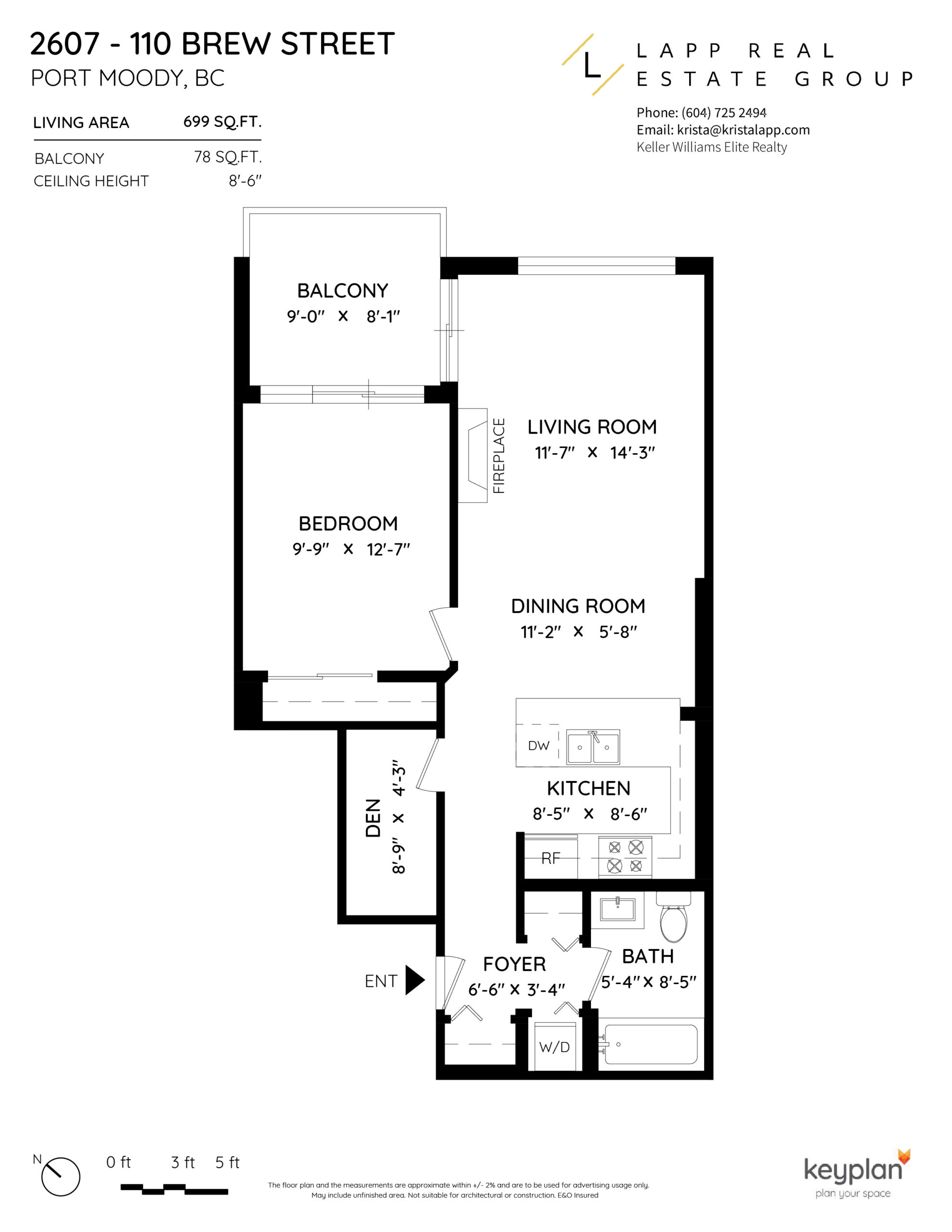 Krista Lapp #2607 110 Brew Street Port Moody Condo Floorplan -Layout2-01