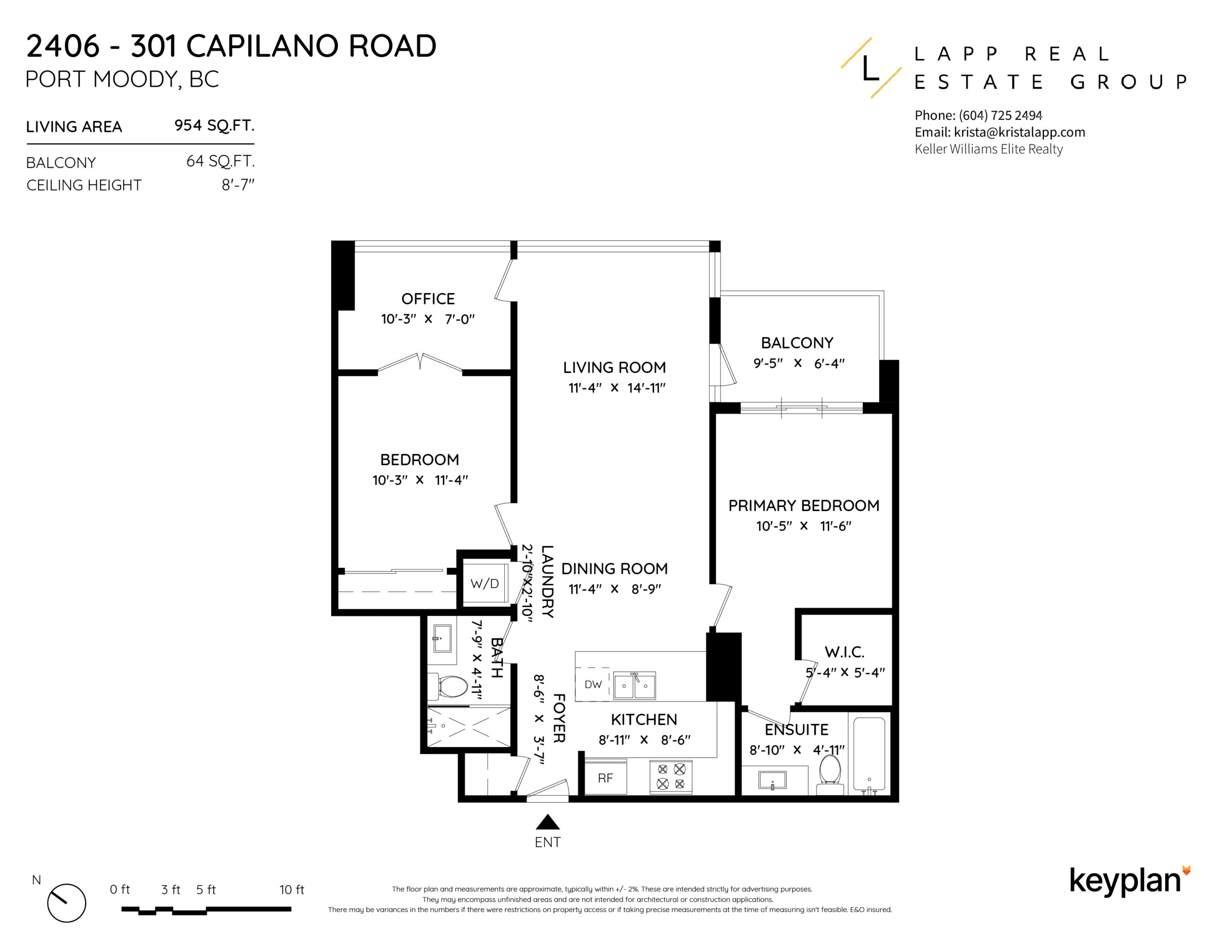 Realtor Krista Lapp 2406 301 Capilano Road Port Moody Condo Floor Plan
